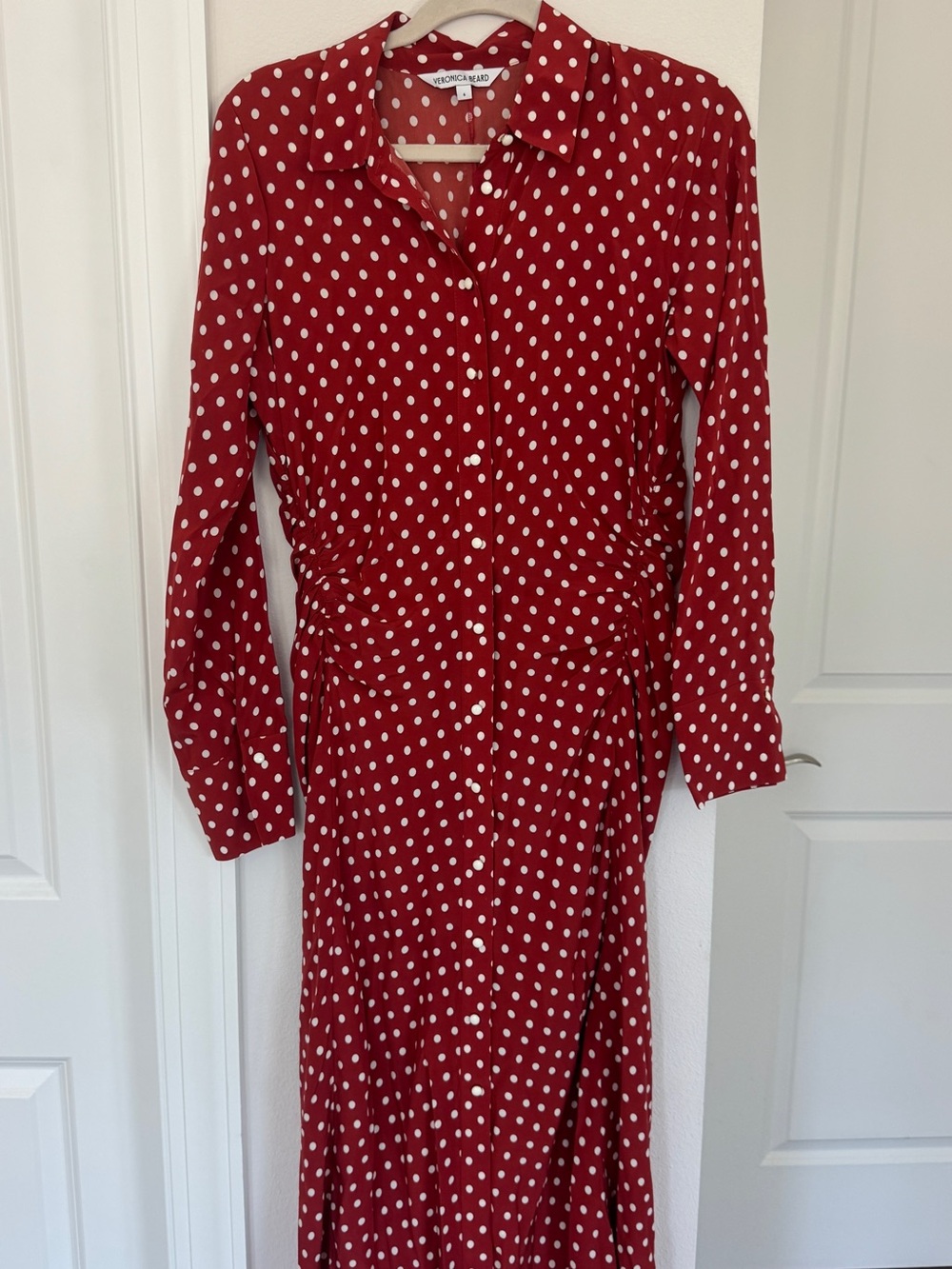 Veronica Beard Red Polka Dot Shirt Dress